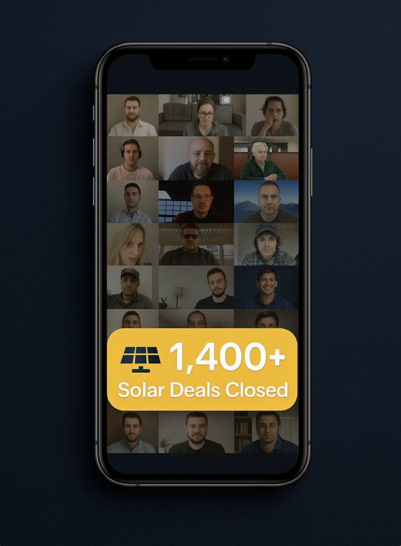 1,400+ solar deals closed — live group calls